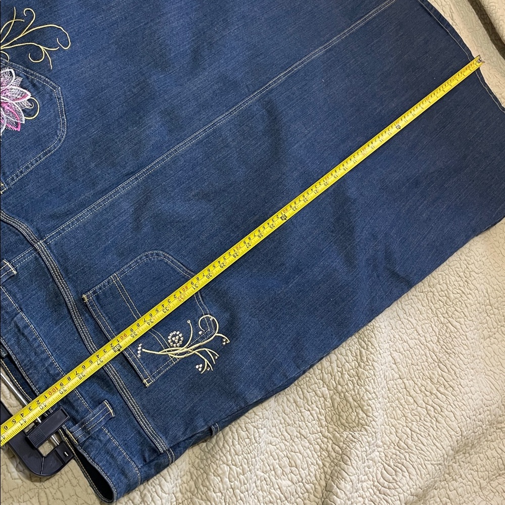 embellished, dark wash, jean maxi skirt - Picture 6 of 6